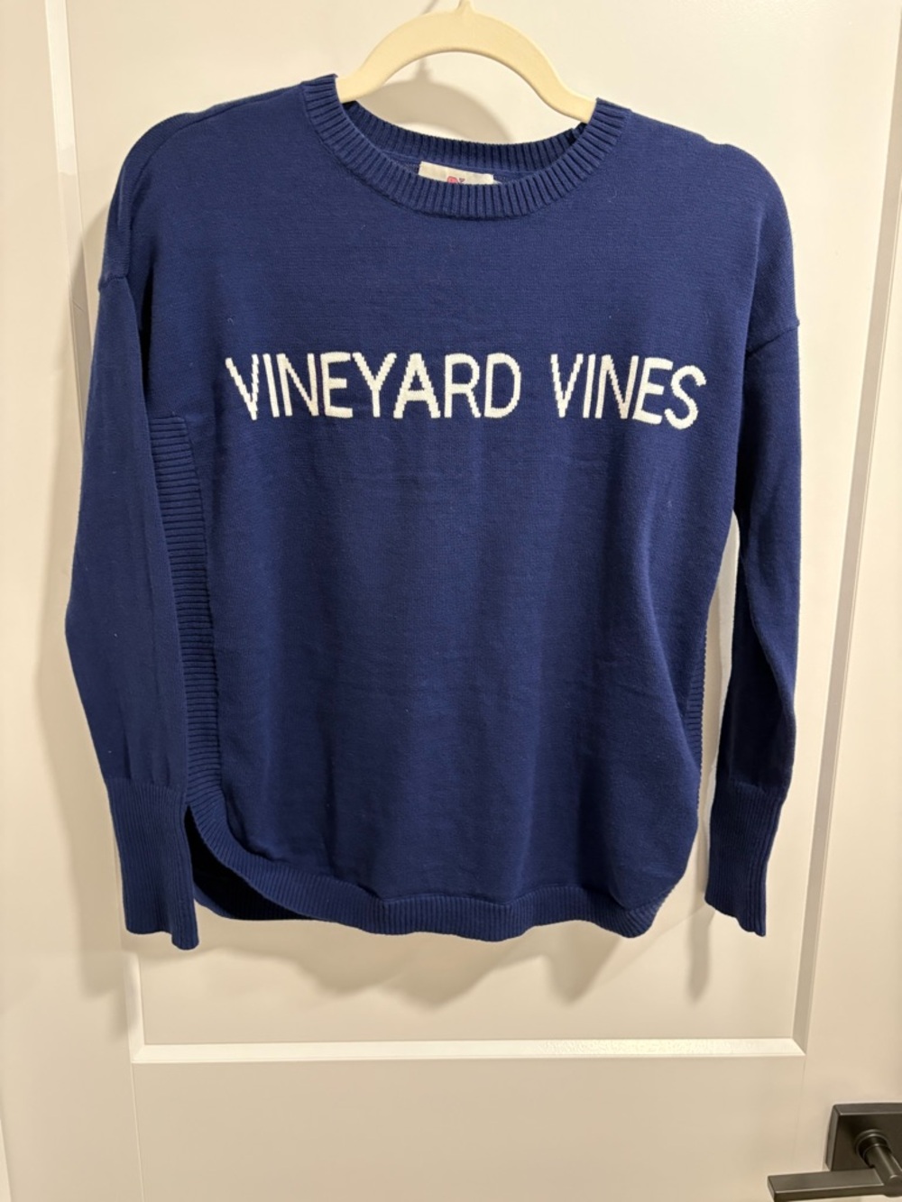 Vineyard Vines Navy Crewneck Sweater with White Logo